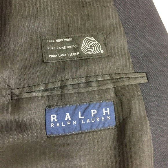 Dillards Ralph Lauren Suit Jacket Blazer Sports Coat Mens 44R Wool Black - Picture 11 of 12